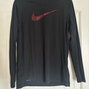 Nike Black Dri-FIT Long Sleeve with Red Swoosh